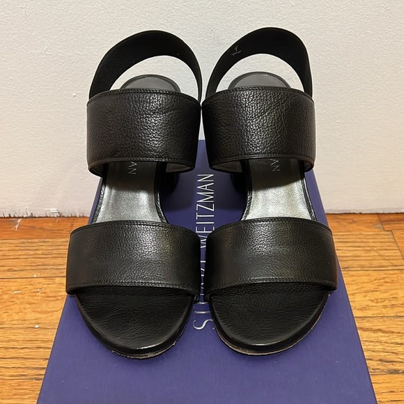 Black Stuart Weitzman Block Heel Sandal - Picture 4 of 8